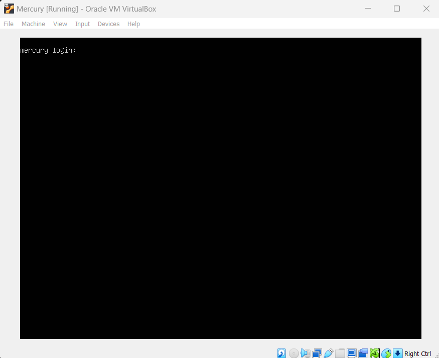 Mercury VM Login Prompt