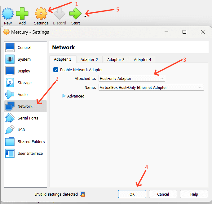 Setting the VirtualBox Host Only Adapter