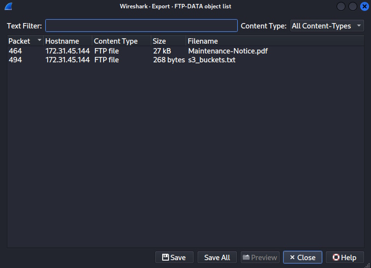 The dialog box to save the files