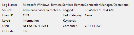 The details of the Remote Login