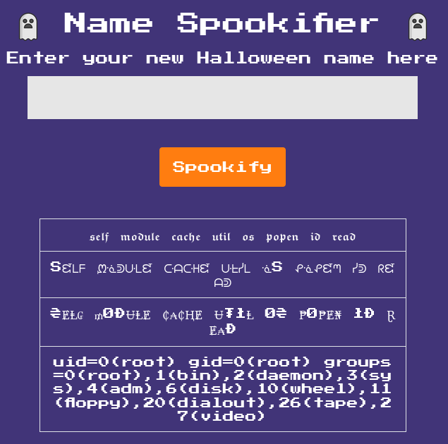 Spookifier SSTI Code Execution