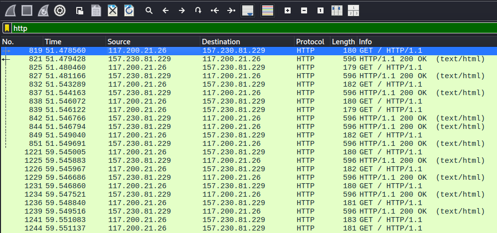 First search against the web server packet capture. First search against the web server packet capture.